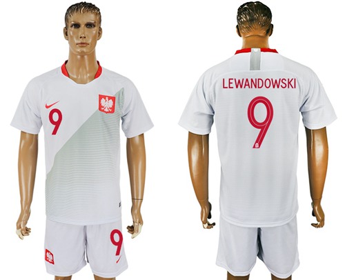 Poland #9 Lewandowski Home Soccer Country Jersey